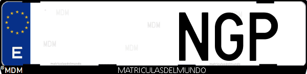 Matrícula de coche de España con letras NGP, emitida en 2025