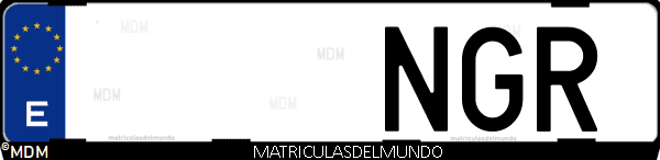 Matrícula de coche de España con letras NGR, emitida en 2025