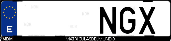 Matrícula de coche de España con letras NGX, emitida en 2025