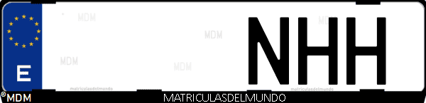 Matrícula de coche de España con letras NHH, emitida en 2025