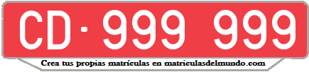 Matrícula de coche de España cUERPO dIPLOMATICO largo