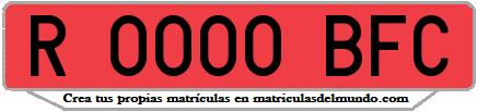 Ejemplo matrícula de remolque de España serie BFC
