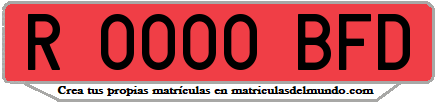 Ejemplo matrícula de remolque de España serie BFD
