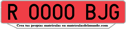 Ejemplo matrícula de remolque de España serie BJG