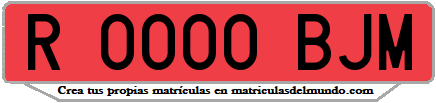 Ejemplo matrícula de remolque de España serie BJM
