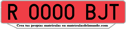 Ejemplo matrícula de remolque de España serie BJT