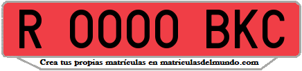 Ejemplo matrícula de remolque de España serie BKC
