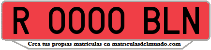 Ejemplo matrícula de remolque de España serie BLN