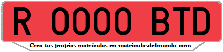 Ejemplo matrícula de remolque de España serie BTD