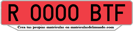 Ejemplo matrícula de remolque de España serie BTF