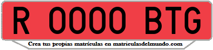 Ejemplo matrícula de remolque de España serie BTG