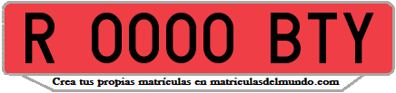 Ejemplo matrícula de remolque de España serie BTY