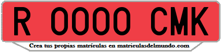 Ejemplo matrícula de remolque de España serie CMK