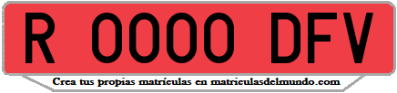 Ejemplo matrícula de remolque de España serie DFV