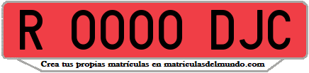 Ejemplo matrícula de remolque de España serie DJC