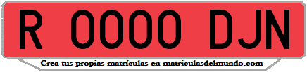 Ejemplo matrícula de remolque de España serie DJN