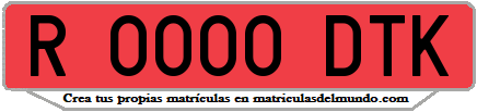 Ejemplo matrícula de remolque de España serie DTK