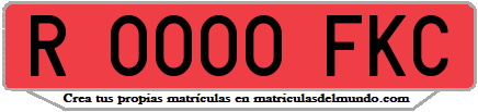 Ejemplo matrícula de remolque de España serie FKC