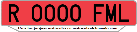 Ejemplo matrícula de remolque de España serie FML