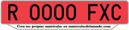 Ejemplo matrícula de remolque de España serie FXC
