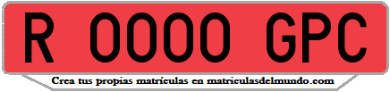 Ejemplo matrícula de remolque de España serie GPC