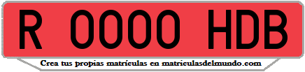 Ejemplo matrícula de remolque de España serie HDB