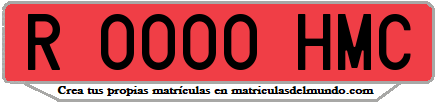 Ejemplo matrícula de remolque de España serie HMC