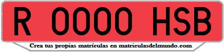 Ejemplo matrícula de remolque de España serie HSB