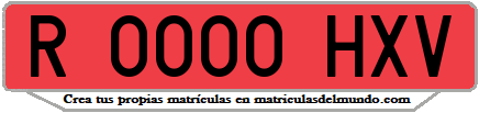 Ejemplo matrícula de remolque de España serie HXV