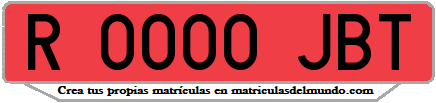 Ejemplo matrícula de remolque de España serie JBT