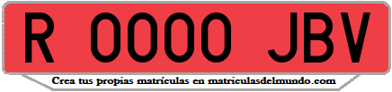 Ejemplo matrícula de remolque de España serie JBV