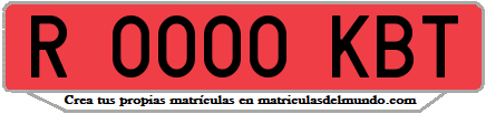 Ejemplo matrícula de remolque de España serie KBT