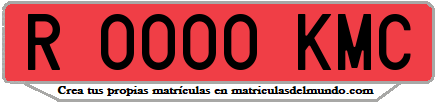 Ejemplo matrícula de remolque de España serie KMC