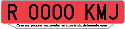 Ejemplo matrícula de remolque de España serie KMJ