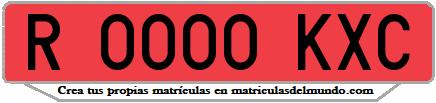 Ejemplo matrícula de remolque de España serie KXC