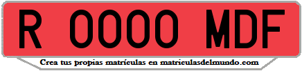 Ejemplo matrícula de remolque de España serie MDF