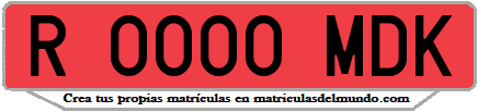 Ejemplo matrícula de remolque de España serie MDK