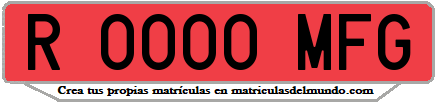Ejemplo matrícula de remolque de España serie MFG