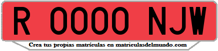 Ejemplo matrícula de remolque de España serie NJW