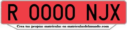 Ejemplo matrícula de remolque de España serie NJX