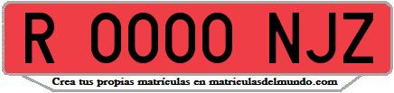 Ejemplo matrícula de remolque de España serie NJZ