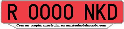 Ejemplo matrícula de remolque de España serie NKD