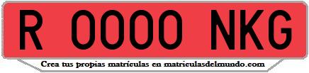Ejemplo matrícula de remolque de España serie NKG