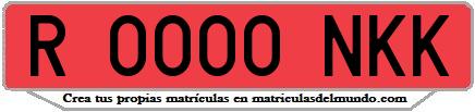 Ejemplo matrícula de remolque de España serie NKK
