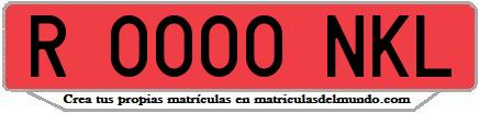 Ejemplo matrícula de remolque de España serie NKL