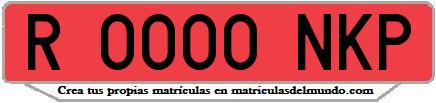 Ejemplo matrícula de remolque de España serie NKP