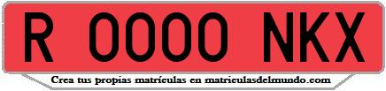 Ejemplo matrícula de remolque de España serie NKX