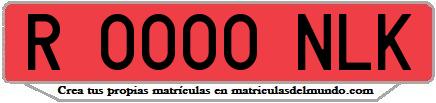 Ejemplo matrícula de remolque de España serie NLK