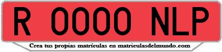 Ejemplo matrícula de remolque de España serie NLP