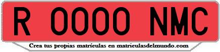 Ejemplo matrícula de remolque de España serie NMC